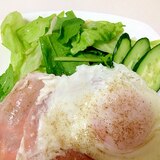 朝食にハムエッグ♪